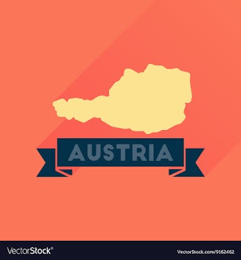 Flat icon with long shadow map of Austria vector image