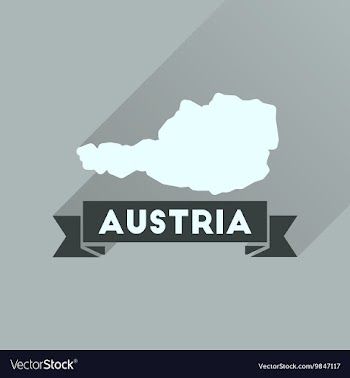 Flat icon with long shadow map of Austria vector image