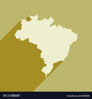 Flat icon with long shadow map of Brazil vector image