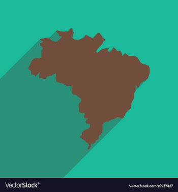Flat icon with long shadow map of Brazil vector image