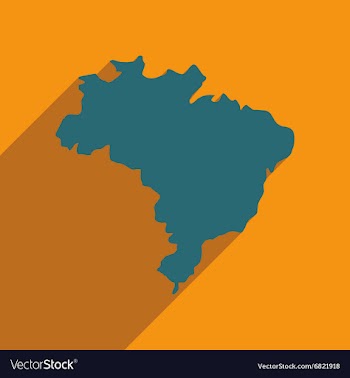 Flat icon with long shadow map of Brazil vector image