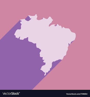 Flat icon with long shadow map of Brazil vector image