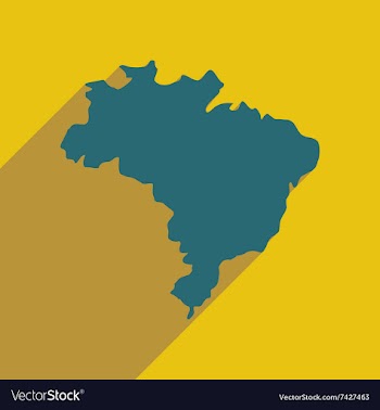 Flat icon with long shadow map of Brazil vector image