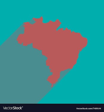 Flat icon with long shadow map of Brazil vector image