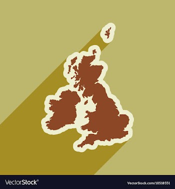 Flat icon with long shadow map of Britain vector image
