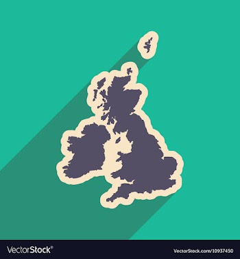 Flat icon with long shadow map of Britain vector image