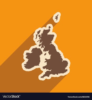Flat icon with long shadow map of Britain vector image
