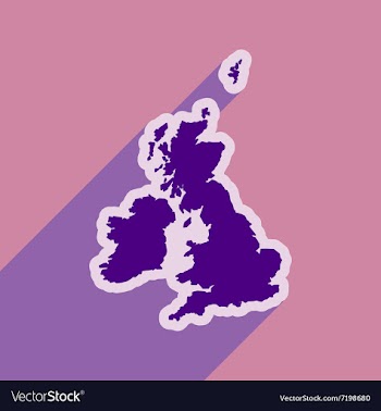 Flat icon with long shadow map of Britain vector image