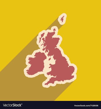 Flat icon with long shadow map of Britain vector image