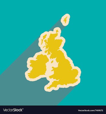 Flat icon with long shadow map of Britain vector image
