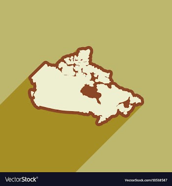 Flat icon with long shadow map of Canada vector image
