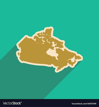 Flat icon with long shadow map of Canada vector image