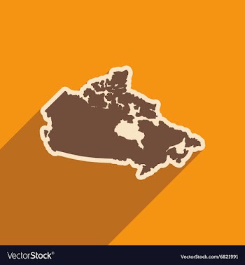 Flat icon with long shadow map of Canada vector image