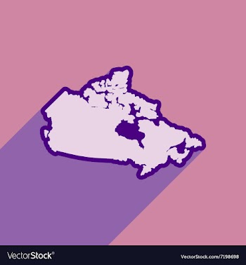 Flat icon with long shadow map of Canada vector image