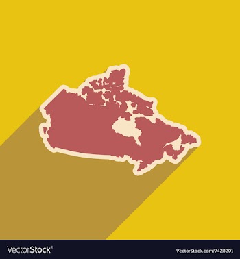 Flat icon with long shadow map of Canada vector image