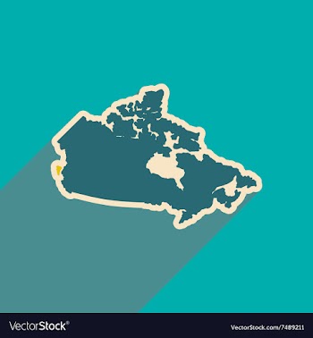 Flat icon with long shadow map of Canada vector image