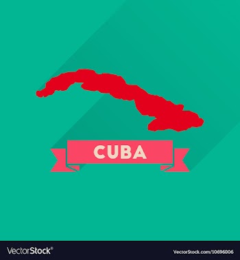 Flat icon with long shadow map of Cuba vector image