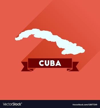 Flat icon with long shadow map of Cuba vector image