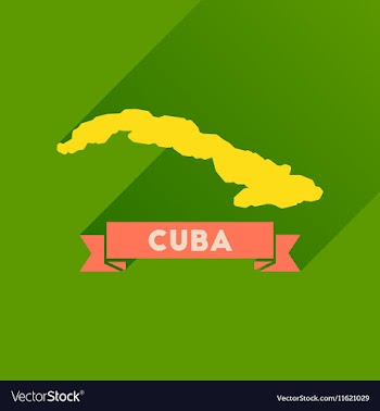Flat icon with long shadow map of Cuba vector image