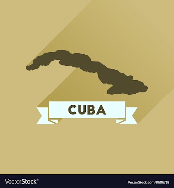 Flat icon with long shadow map of Cuba vector image