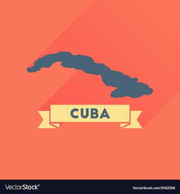 Flat icon with long shadow map of Cuba vector image