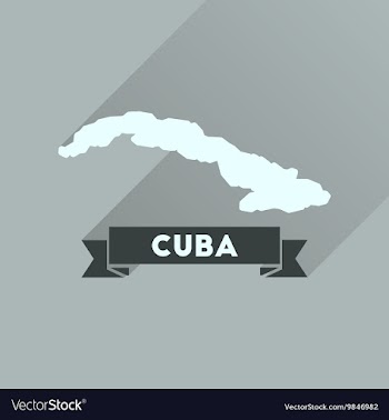 Flat icon with long shadow map of Cuba vector image