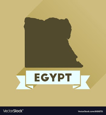 Flat icon with long shadow map of Egypt vector image