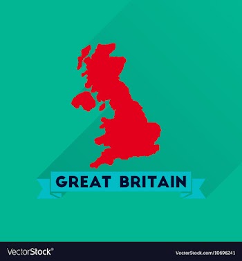 Flat icon with long shadow map of Great Britain vector image