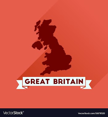 Flat icon with long shadow map of Great Britain vector image