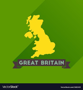Flat icon with long shadow map of Great Britain vector image