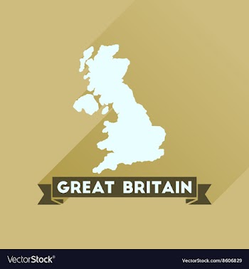 Flat icon with long shadow map of Great Britain vector image