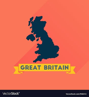 Flat icon with long shadow map of Great Britain vector image