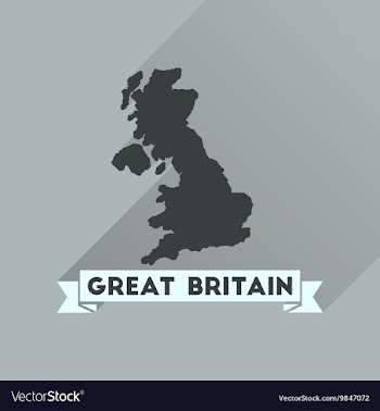 Flat icon with long shadow map of Great Britain vector image