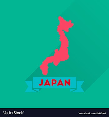 Flat icon with long shadow map of Japan vector image