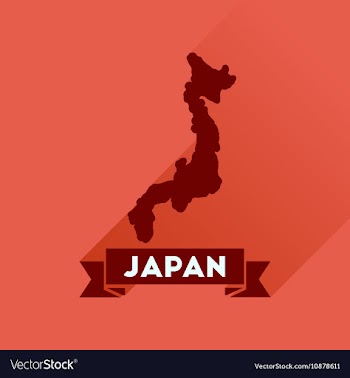 Flat icon with long shadow map of Japan vector image