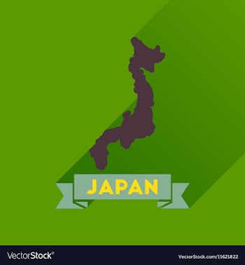 Flat icon with long shadow map of Japan vector image