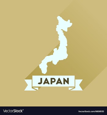 Flat icon with long shadow map of Japan vector image