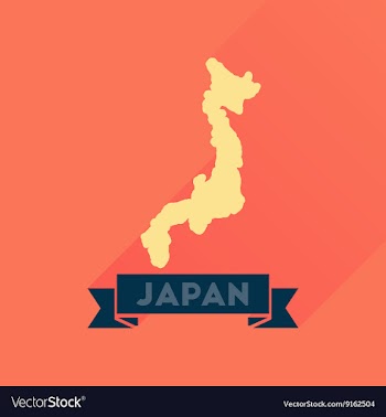 Flat icon with long shadow map of Japan vector image