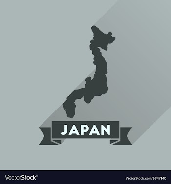 Flat icon with long shadow map of Japan vector image