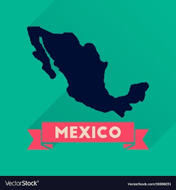 Flat icon with long shadow map of Mexico vector image