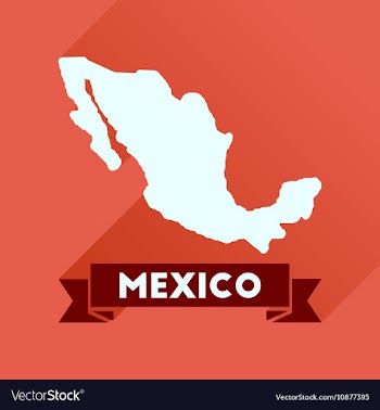 Flat icon with long shadow map of Mexico vector image