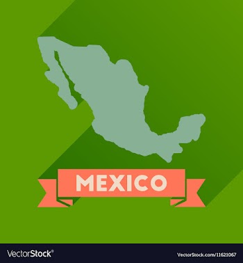 Flat icon with long shadow map of Mexico vector image