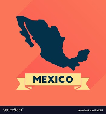 Flat icon with long shadow map of Mexico vector image