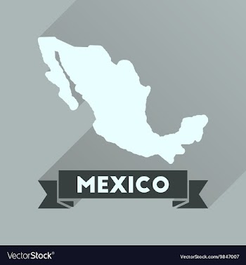 Flat icon with long shadow map of Mexico vector image