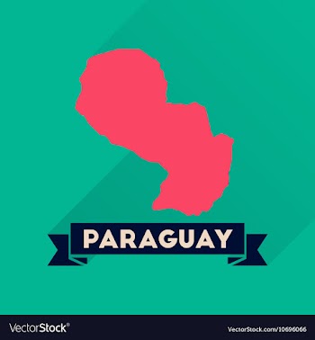 Flat icon with long shadow map of Paraguay vector image