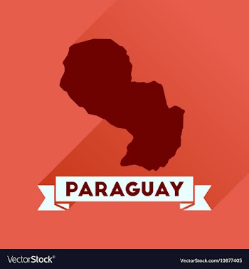 Flat icon with long shadow map of Paraguay vector image