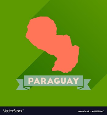 Flat icon with long shadow map of Paraguay vector image