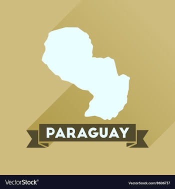 Flat icon with long shadow map of Paraguay vector image
