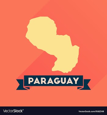 Flat icon with long shadow map of Paraguay vector image