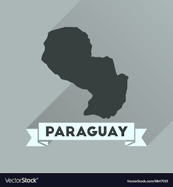 Flat icon with long shadow map of Paraguay vector image